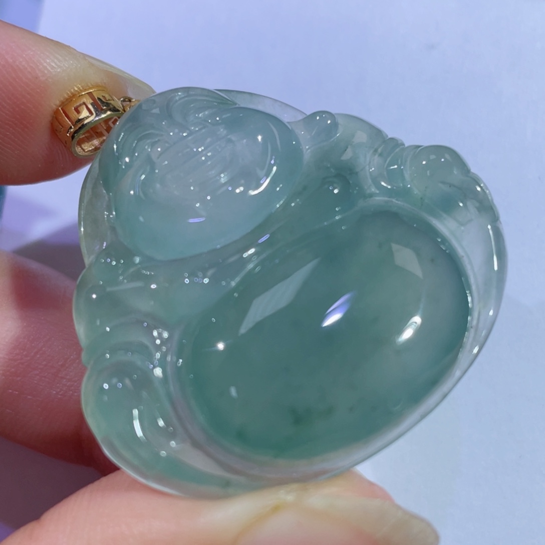 翡翠颈饰18K金镶嵌佛公