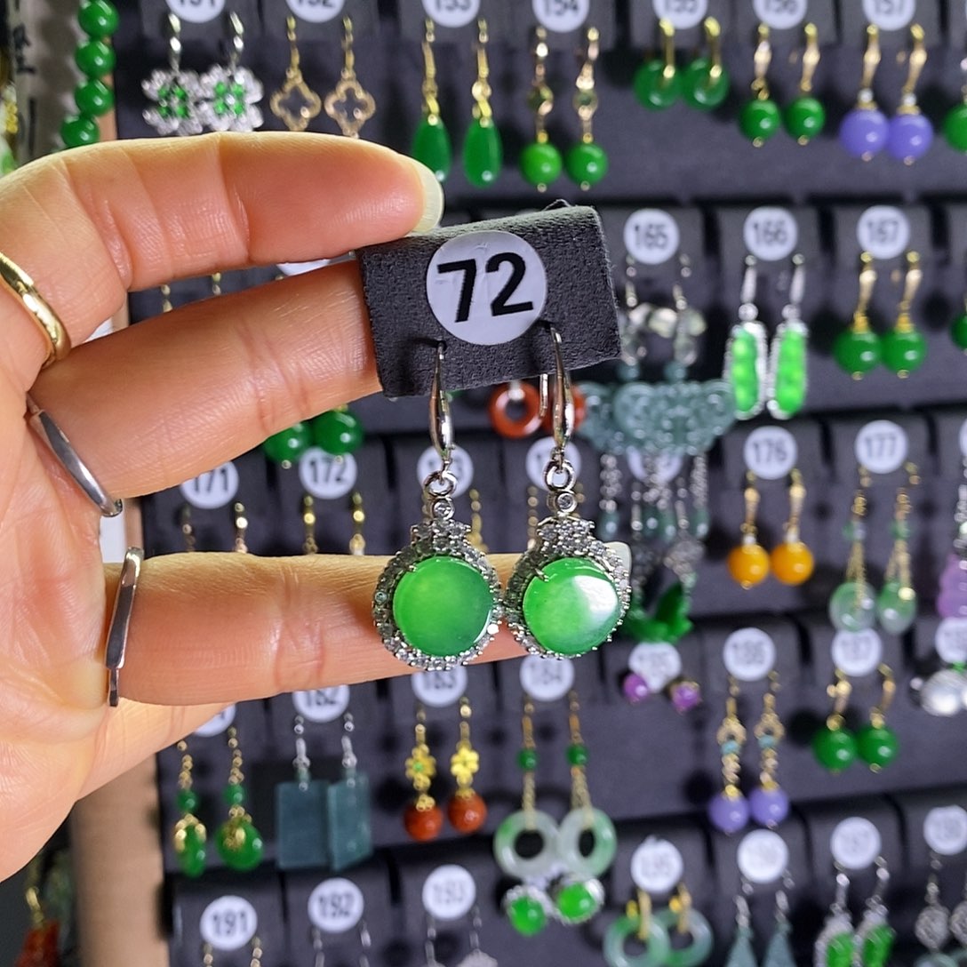 银S925镶嵌翡翠耳饰72