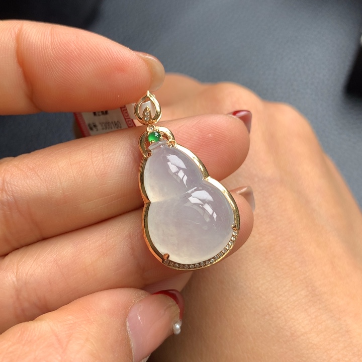 翡翠吊坠(不含链)18K金镶嵌