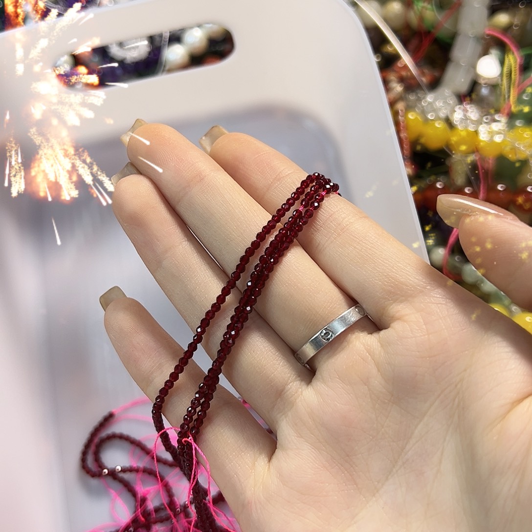 玛瑙/玉髓未镶嵌珠宝半成品紫牙乌石榴石卡2三条