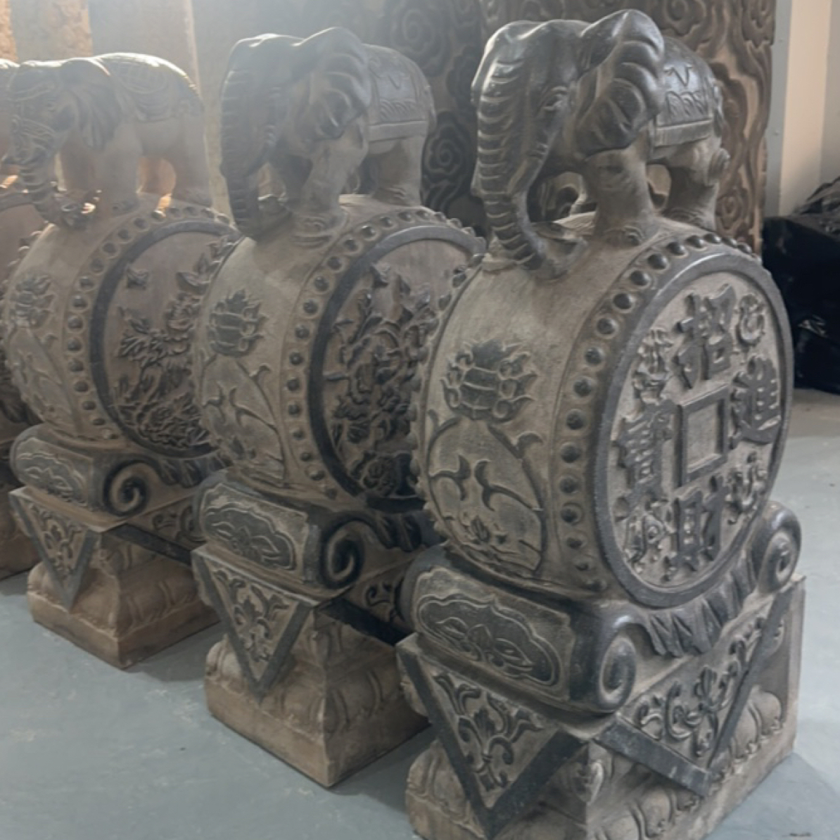 大象抱鼓摆件适用于门口茶室会所客厅造景包邮不包安装