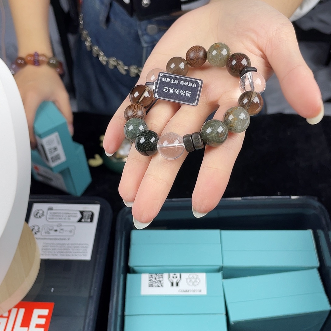 银S925镀金镶嵌水晶手串