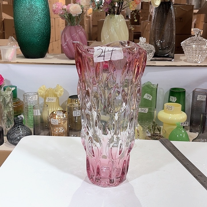 玻璃214高30口13水晶玻璃花瓶嘎嘎好看