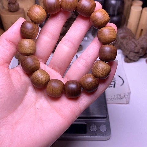 檀香木手串/手链檀香黑肉15/16横纹虎皮沉药香