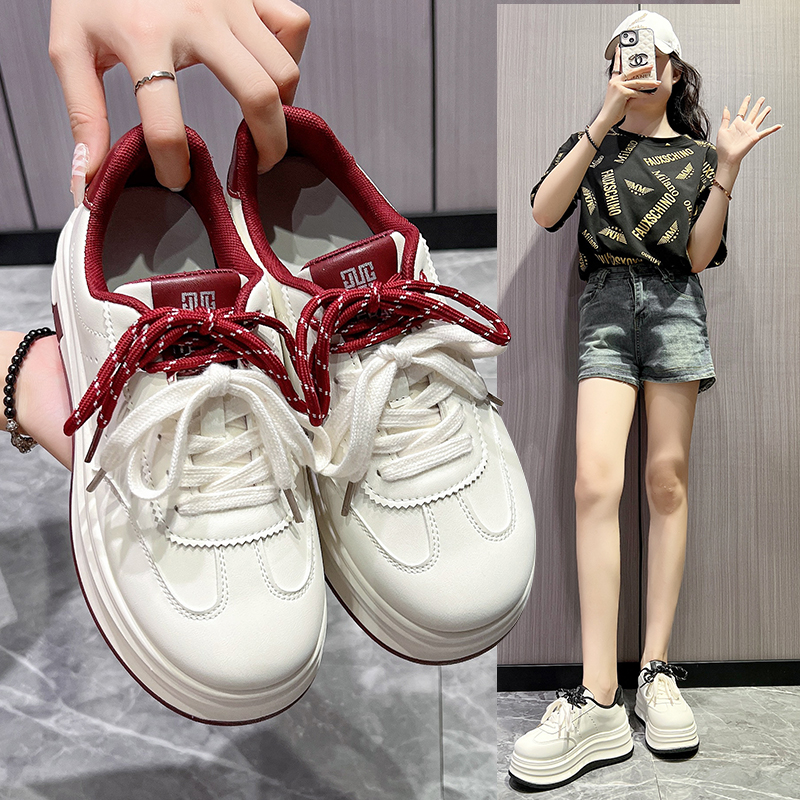 新款厚底增高休闲鞋学院风时尚百搭小白鞋小个子小码女款板鞋-A06