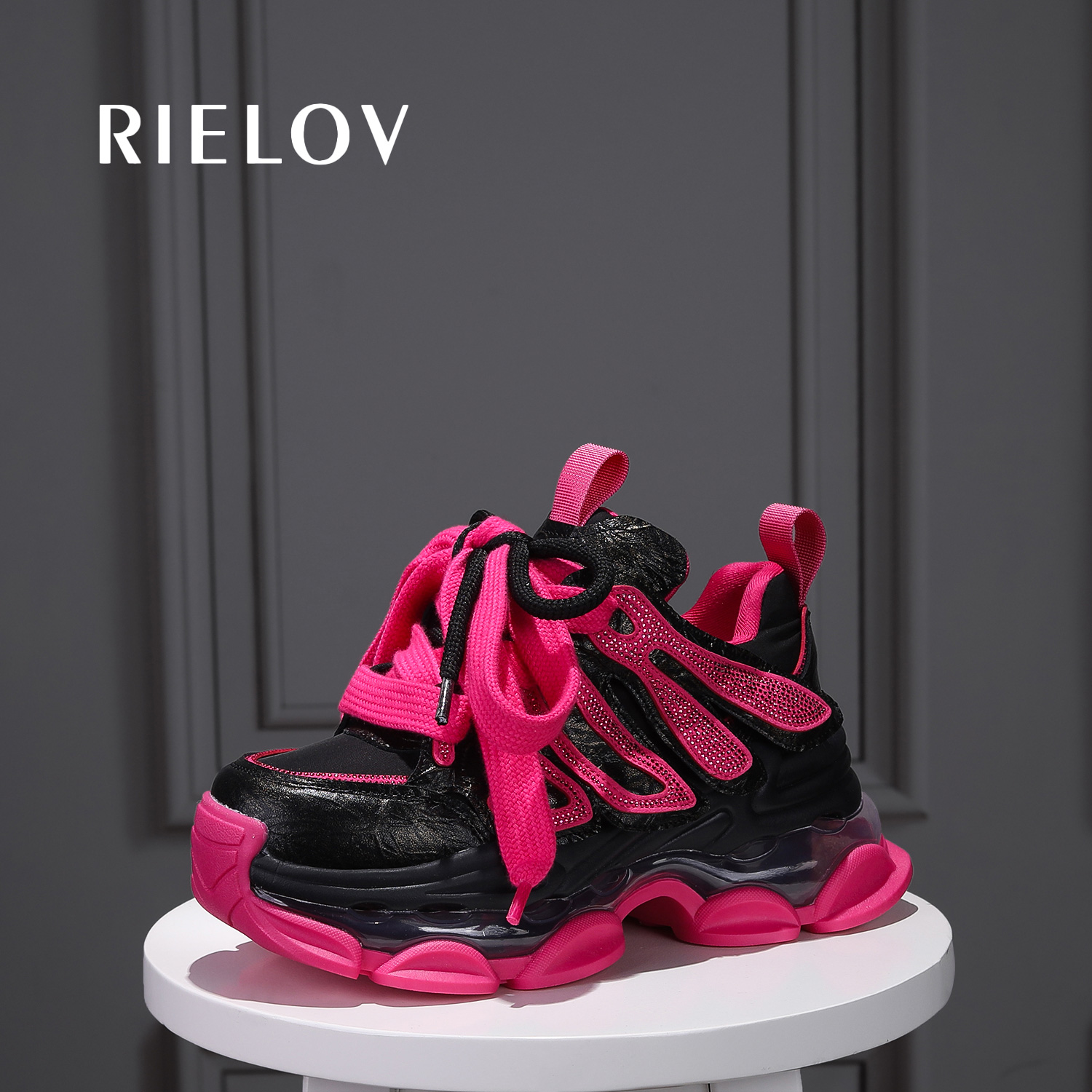 RIELOV【兰兰】增高8cm时尚潮流百搭女士休闲鞋25218