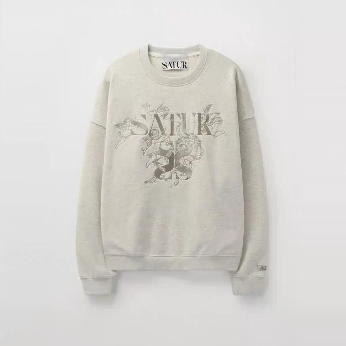 2026年韩国satur棉质休闲长袖卫衣蓝色时尚连帽宽松百搭韩版