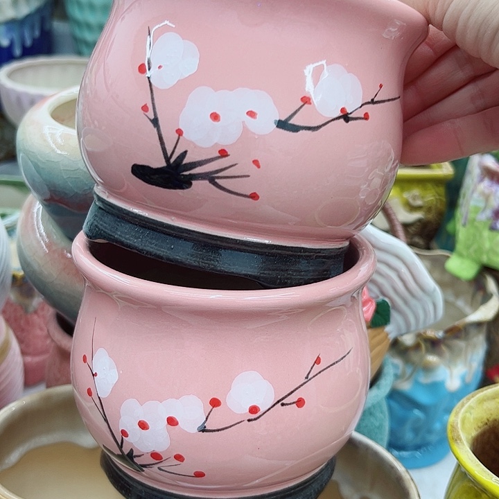 多肉绿植陶瓷花盆9.9包邮，有孔