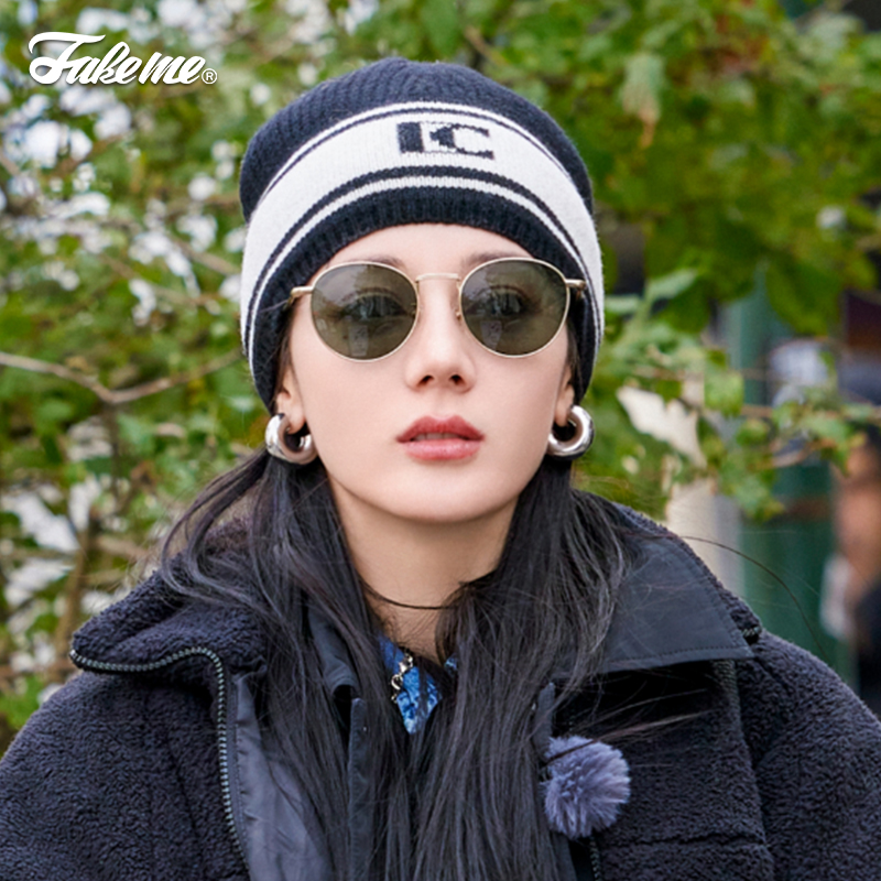 Fakeme热巴刘仁娜同款太阳镜高级感复古轻奢圆框墨镜女 B35T