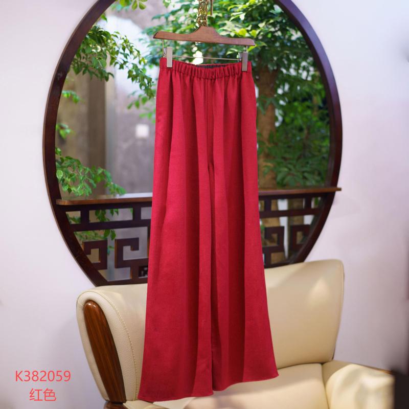 【锦系】羊毛新中式国风松紧腰直筒裤K-382059