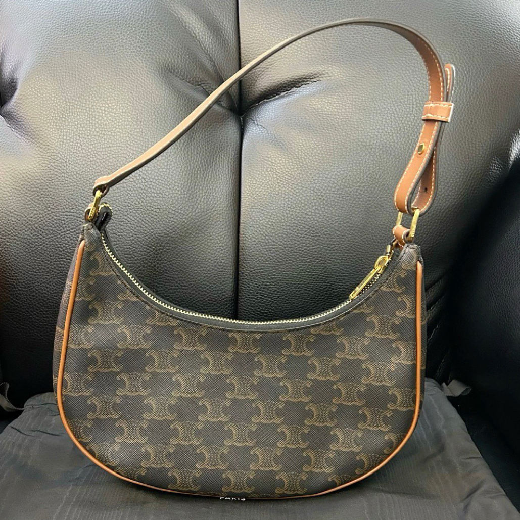 99新 Celine/思琳 AVA凯旋门老花满印小号豌豆包腋下包