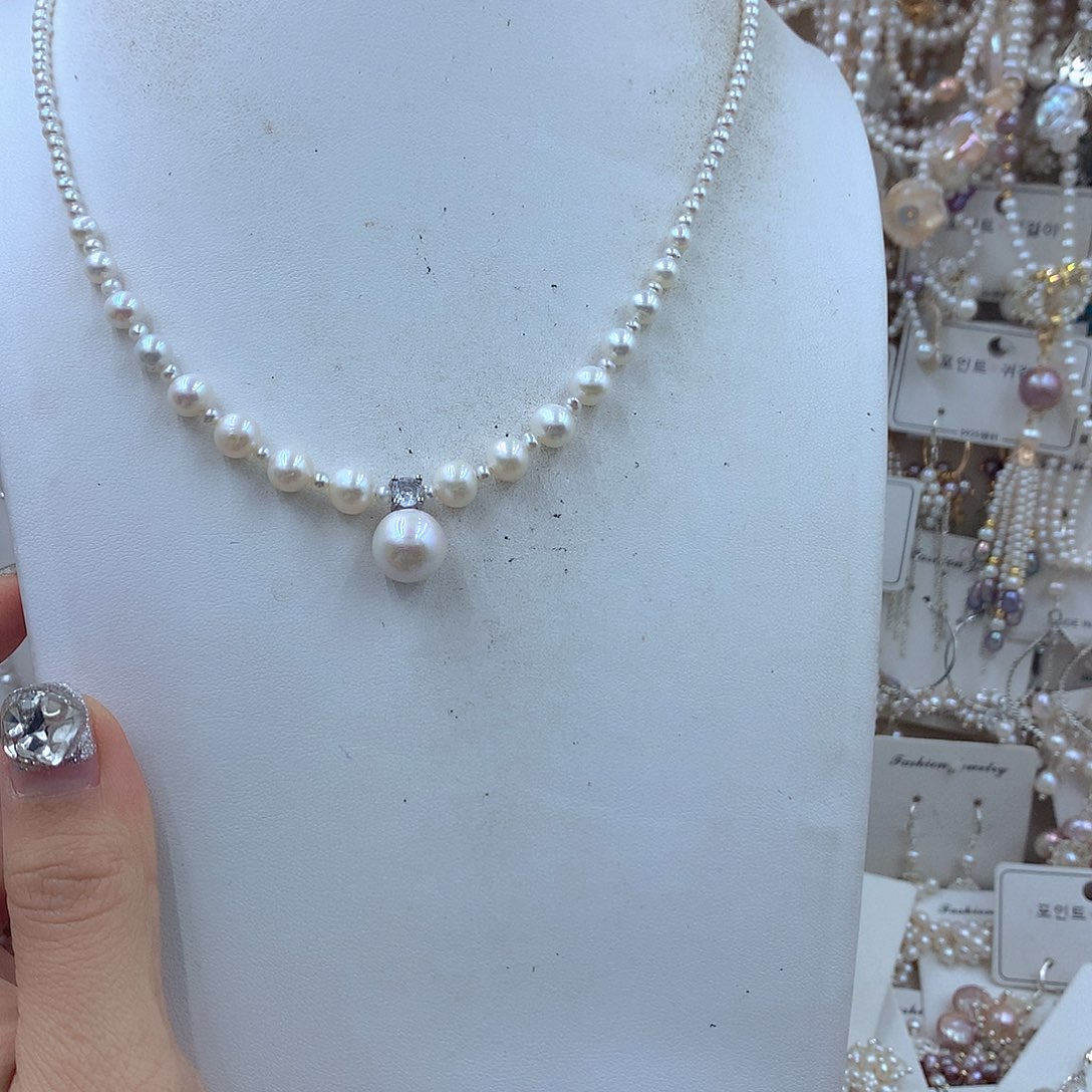 ༒***灵耳饰银S925镶嵌淡水珍珠