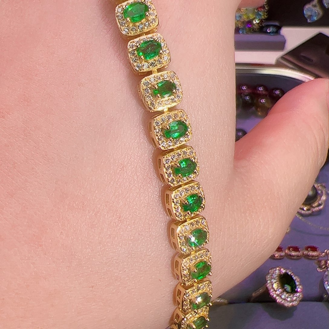 祖母绿手链银S925镶嵌