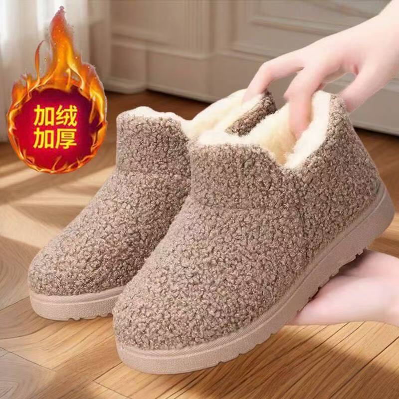 绵羊毛冬季加绒保暖舒适雪地靴平底棉鞋百搭时尚妈妈鞋户外雪地靴