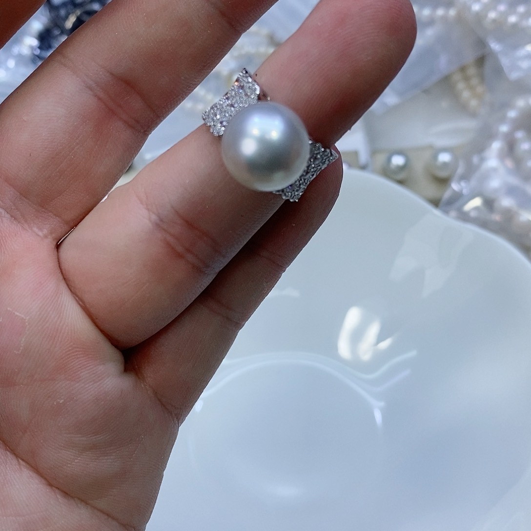 海水珍珠戒指银S925镶嵌