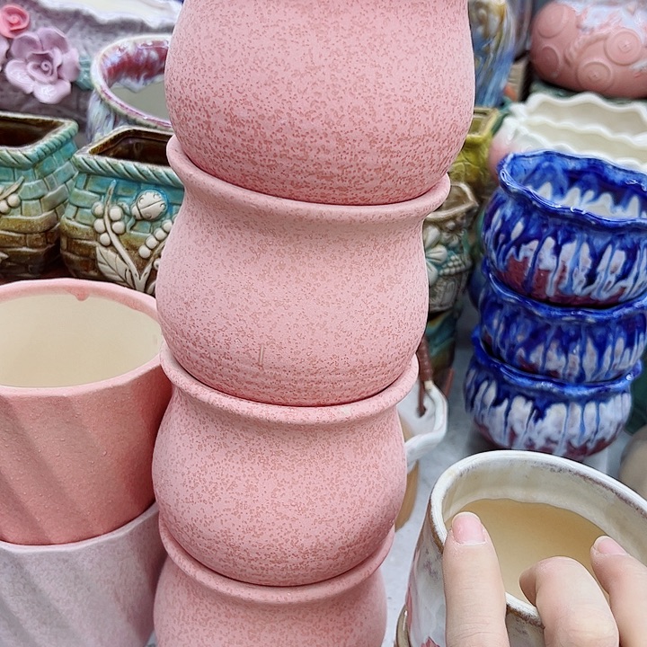 多肉绿植陶瓷花盆9.9包邮，有孔