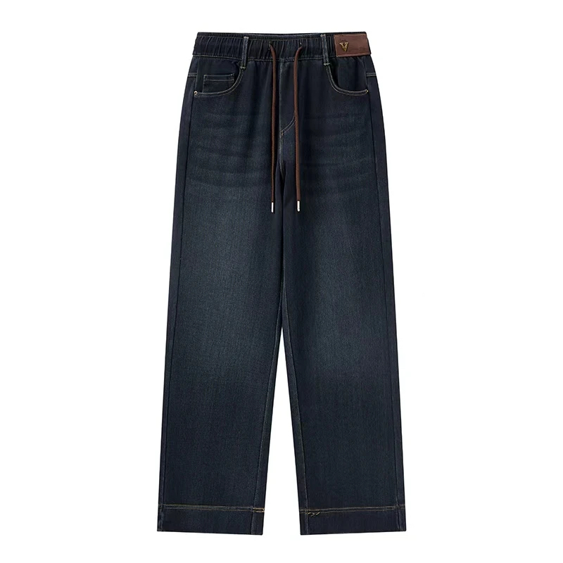 【厂家直销】新款冬季高腰休闲减龄加绒加厚保暖中老年妈妈牛仔裤