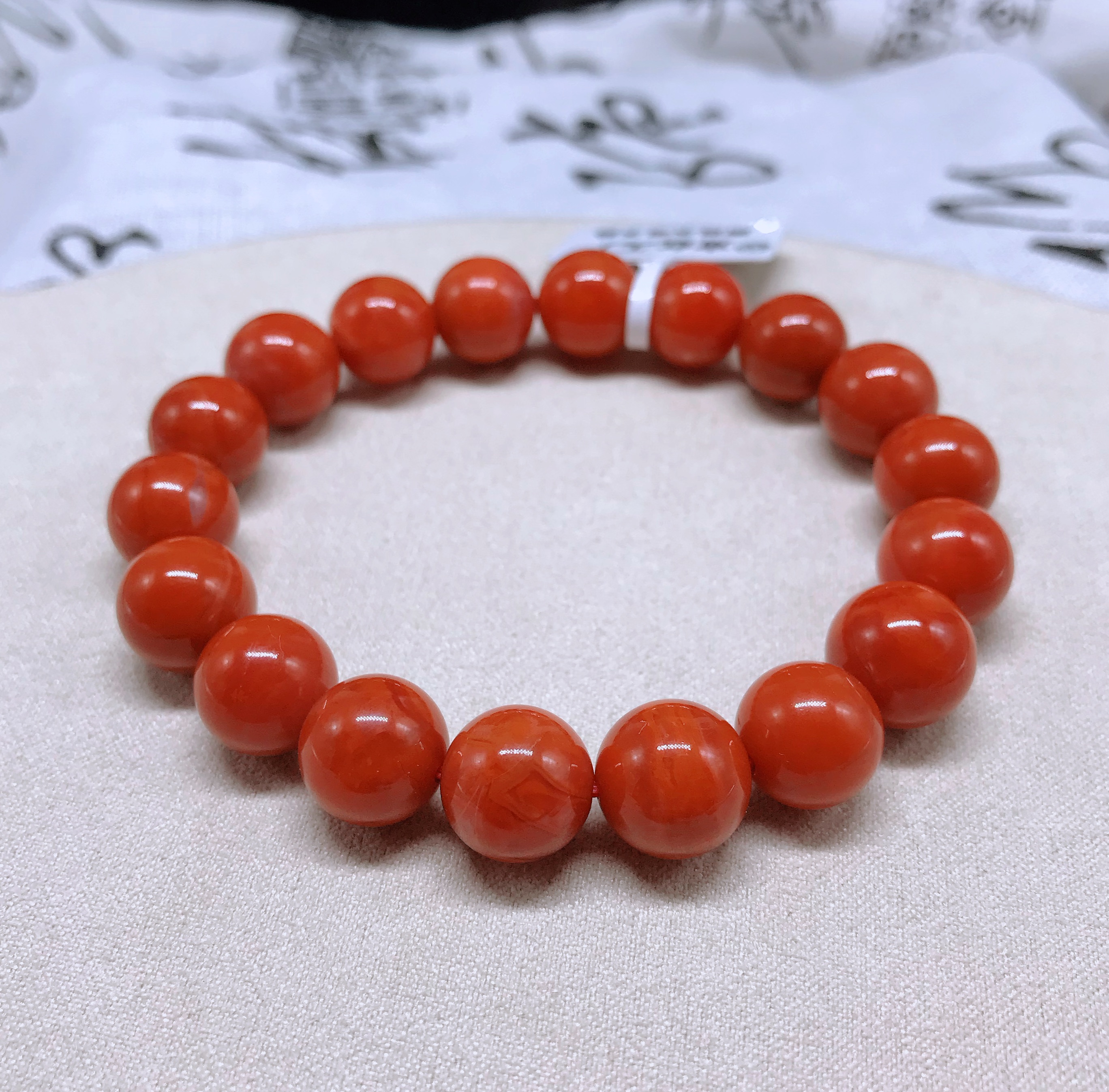 【达成珠宝】南红瓦西高货火焰纹手串11mm