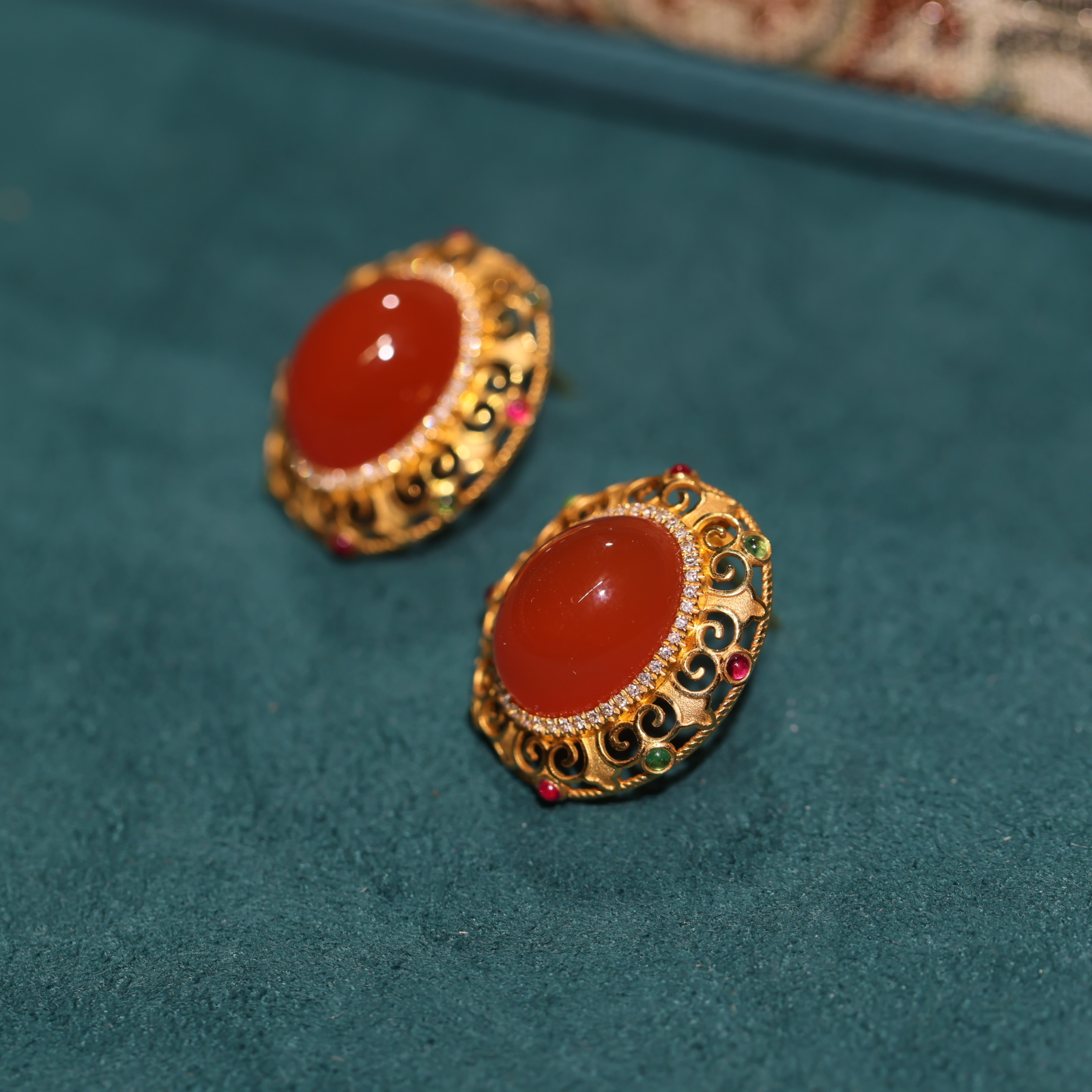 【新疆马爷珠宝】金镶南红耳饰（成本价无赠品）