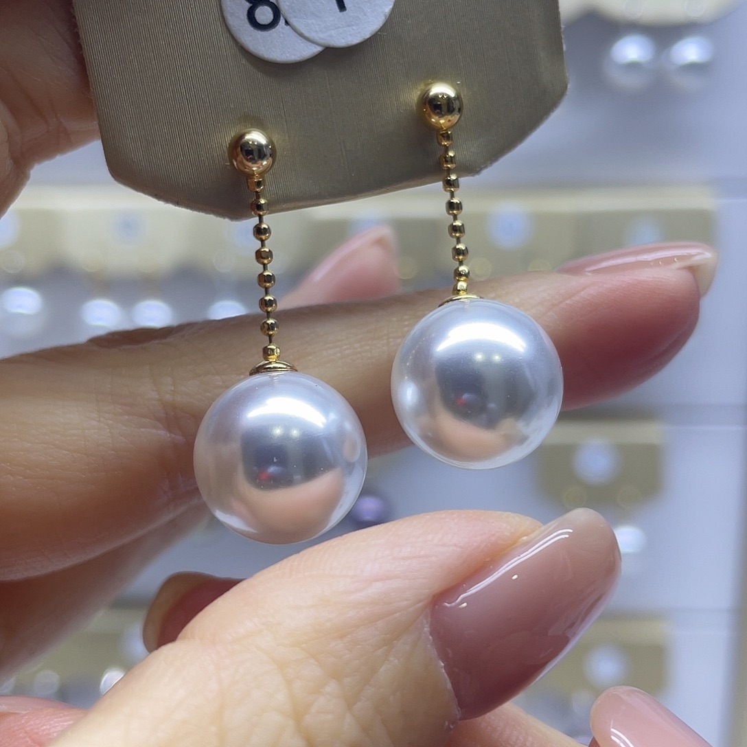 银S925镶嵌耳饰淡水珍珠