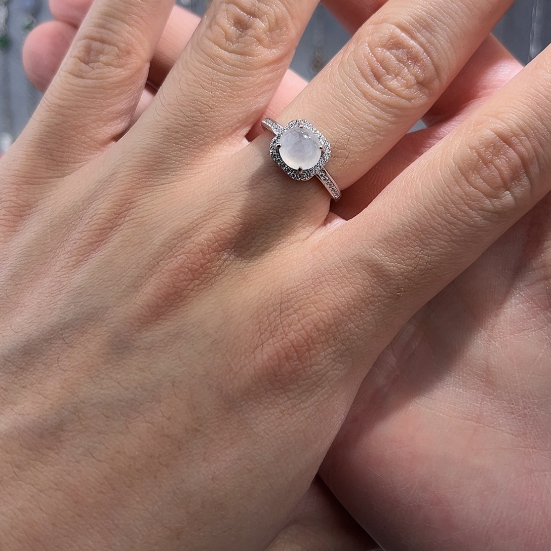 翡翠戒指银S925镶嵌67898