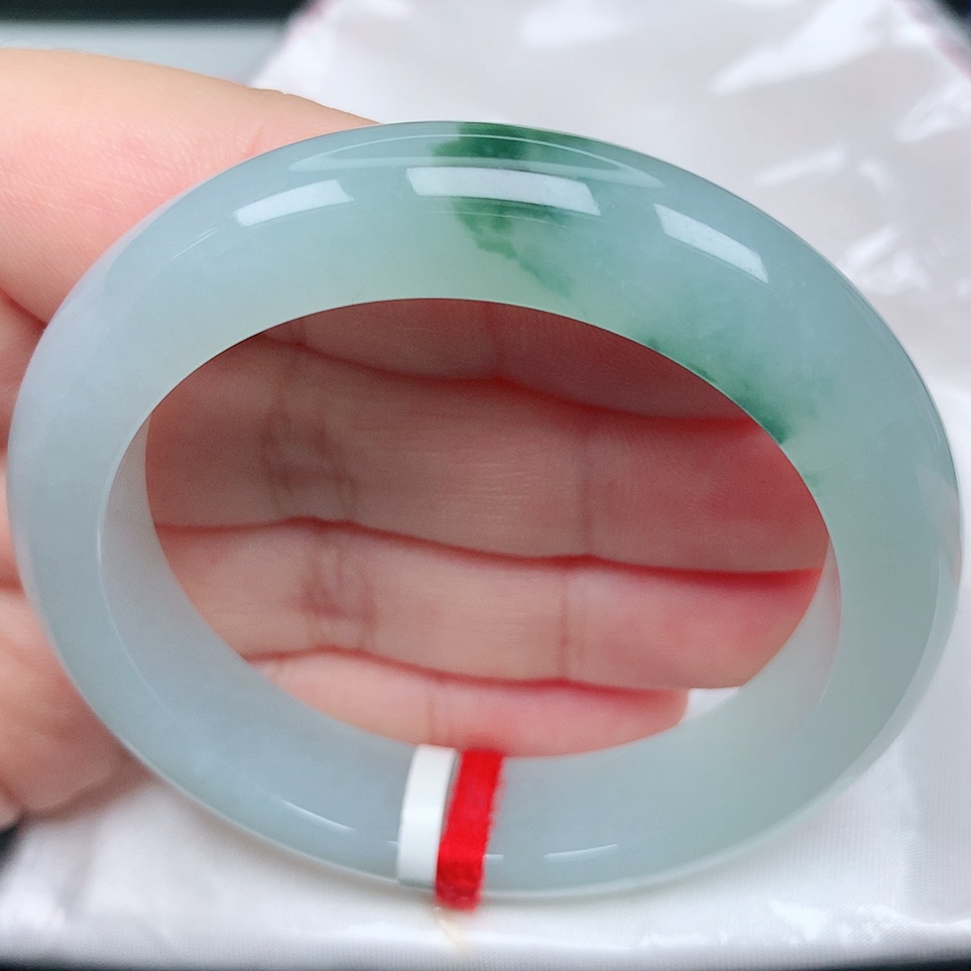 未镶嵌手镯翡翠44冰胶飘花