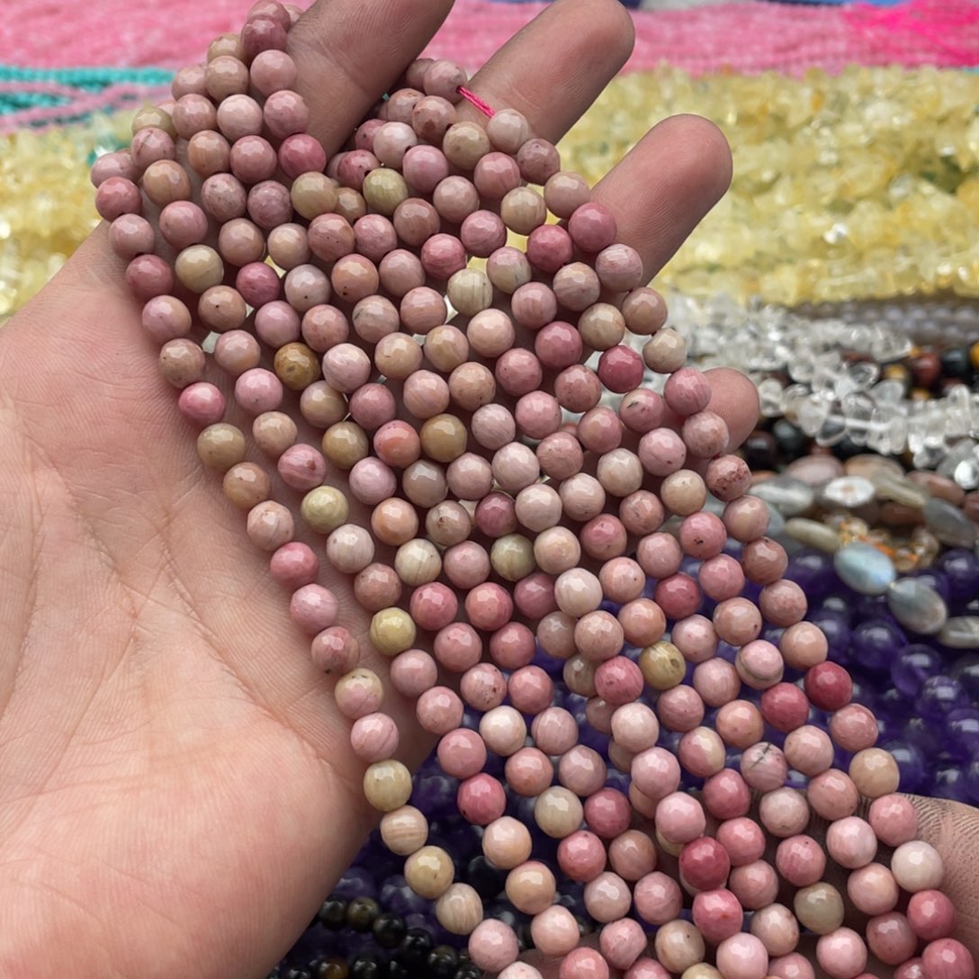 玛瑙/玉髓珠宝半成品未镶嵌一条装卡6mm蔷薇切面珠