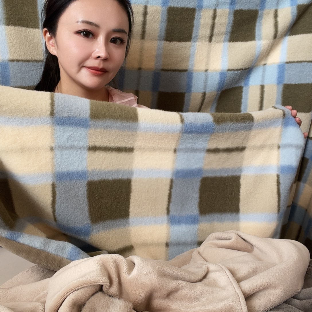 牛奶绒牛奶绒羊呢绒蓝绿格标准床单款被套200.230 床笠自己备注