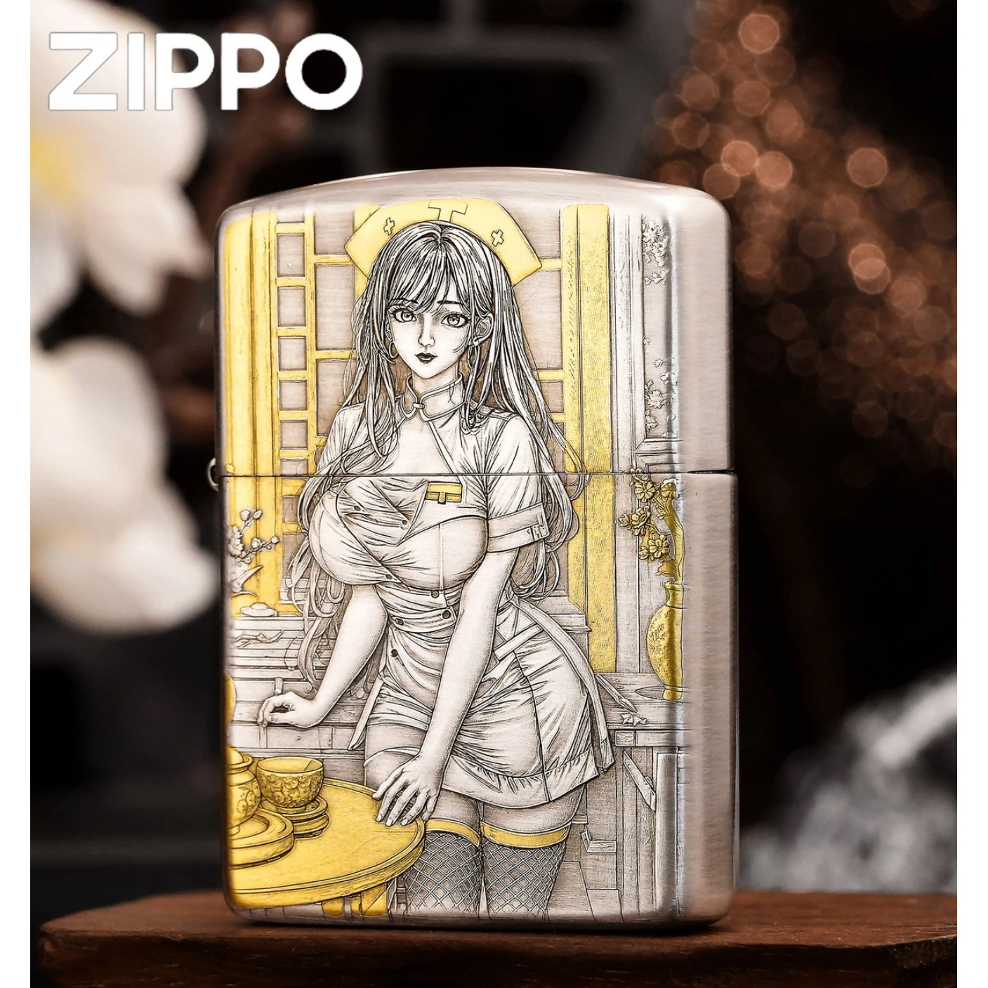 【老李鉴定】ZIPPO打火机鎏金盔甲白衣天使女护士DYJ1双面