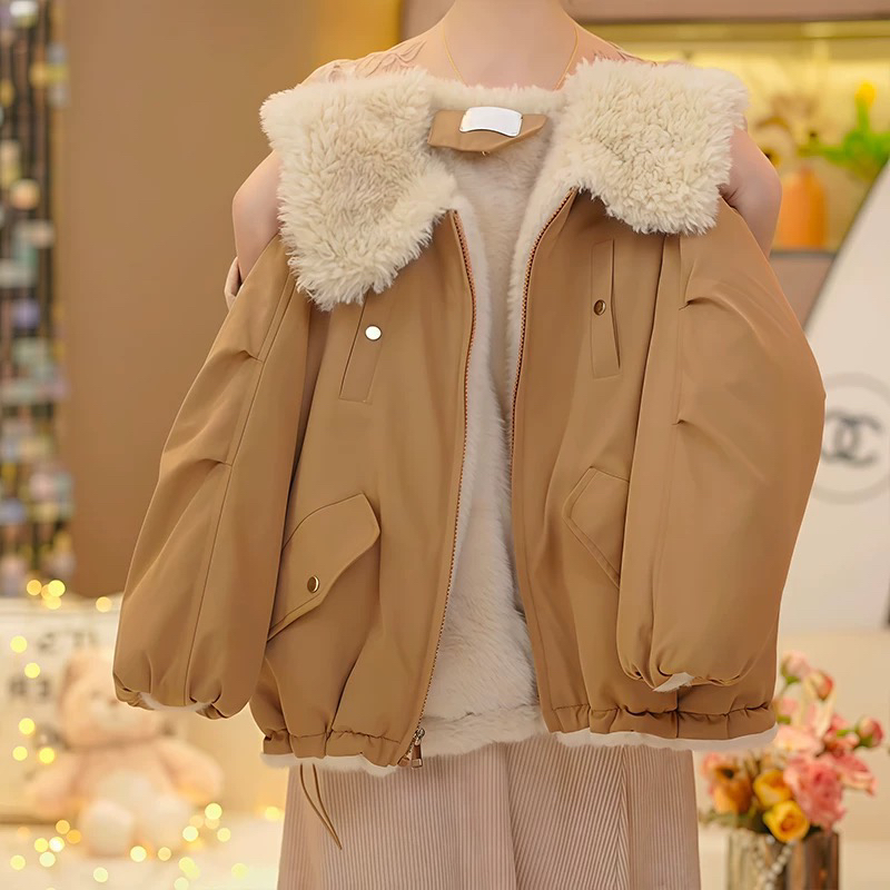 非图片款短款秋冬加厚普通外套法式冬季单排扣拉链百搭儿童