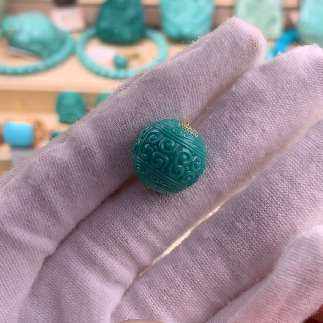 绿松石珠宝奇石未镶嵌14.5mm