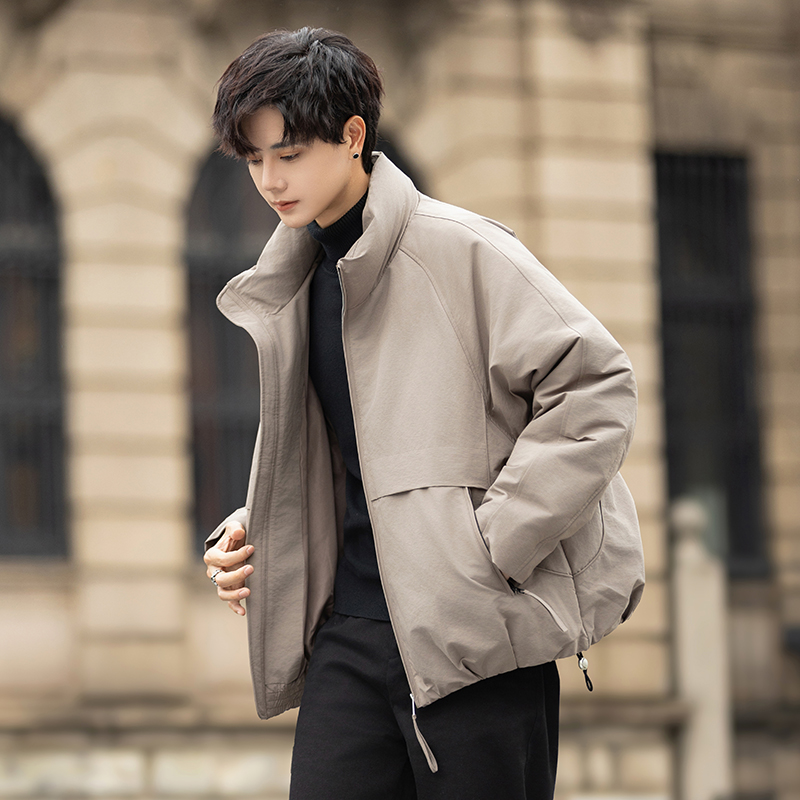 潮牌羽绒服2025冬季新款立领保暖帅气拼接工装休闲男装90羽绒外套