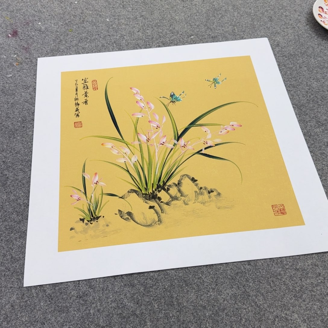 国画国画立体兰花作品