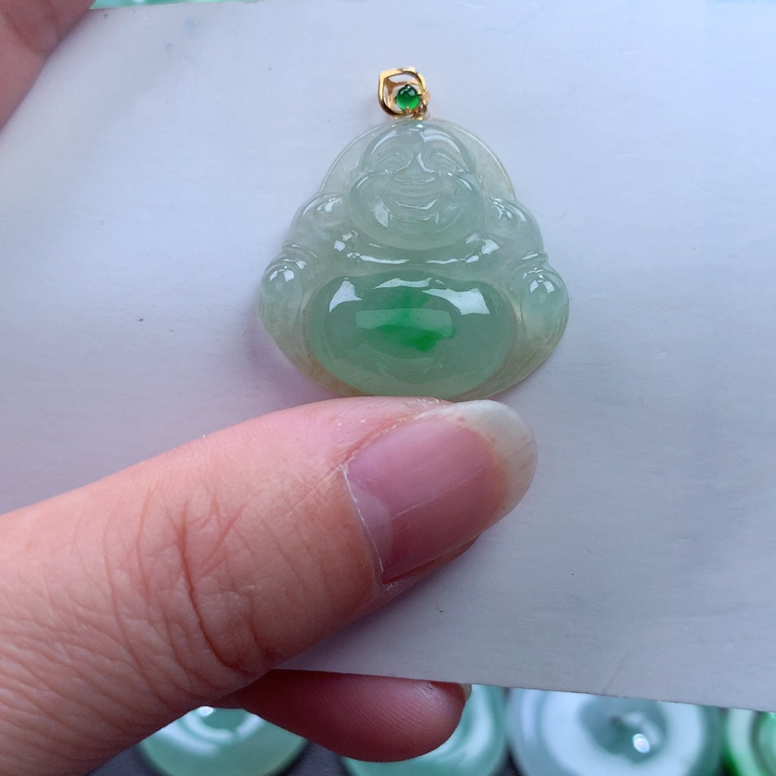 翡翠吊坠(不含链)18K金镶嵌