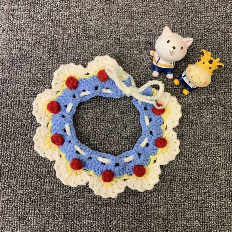 猫咪围脖狗狗围嘴白雪公主针织宠物饰品项圈毛线领花领结狗口水巾