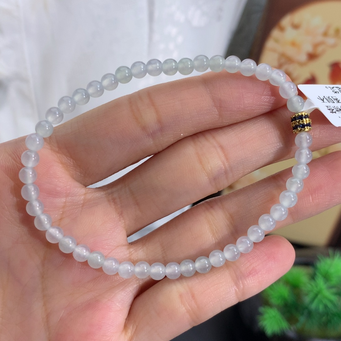 翡翠未镶嵌手串卡4冰胶白冰手串