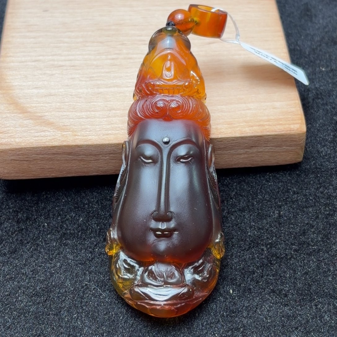 琥珀未镶嵌珠宝奇石长脸观音