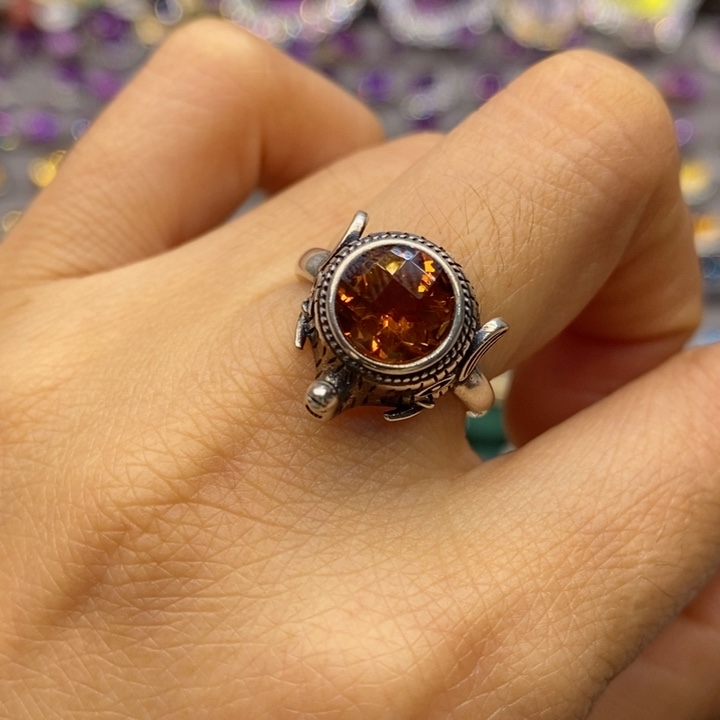 水晶戒指银S925镶嵌天然水晶戒指