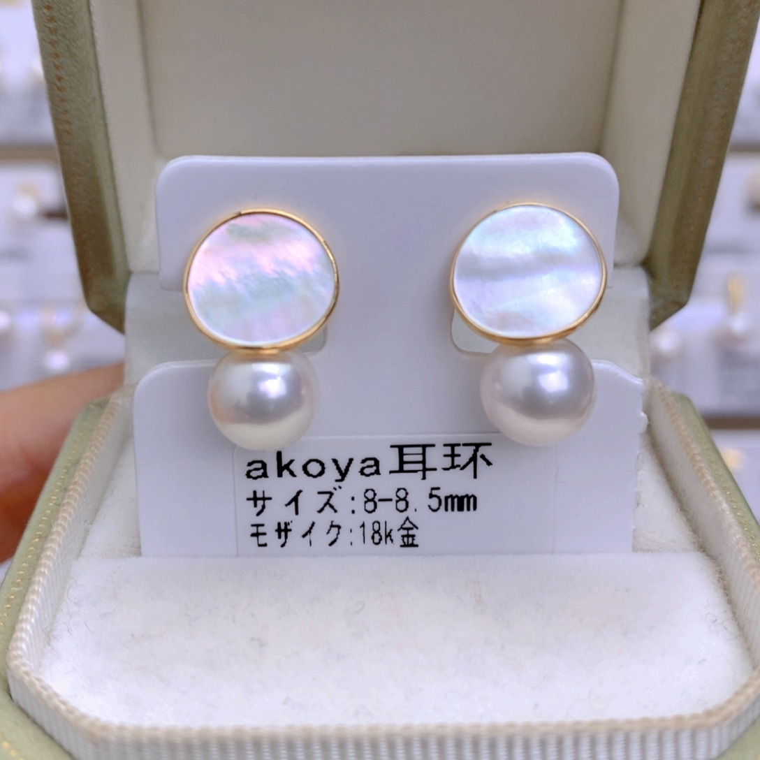 海水珍珠耳饰18K金镶嵌