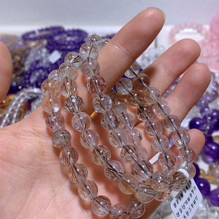 水晶手链未镶嵌黑金超9mm