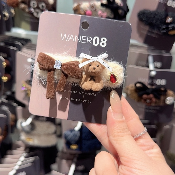 白色毛毛小熊掰掰夹24