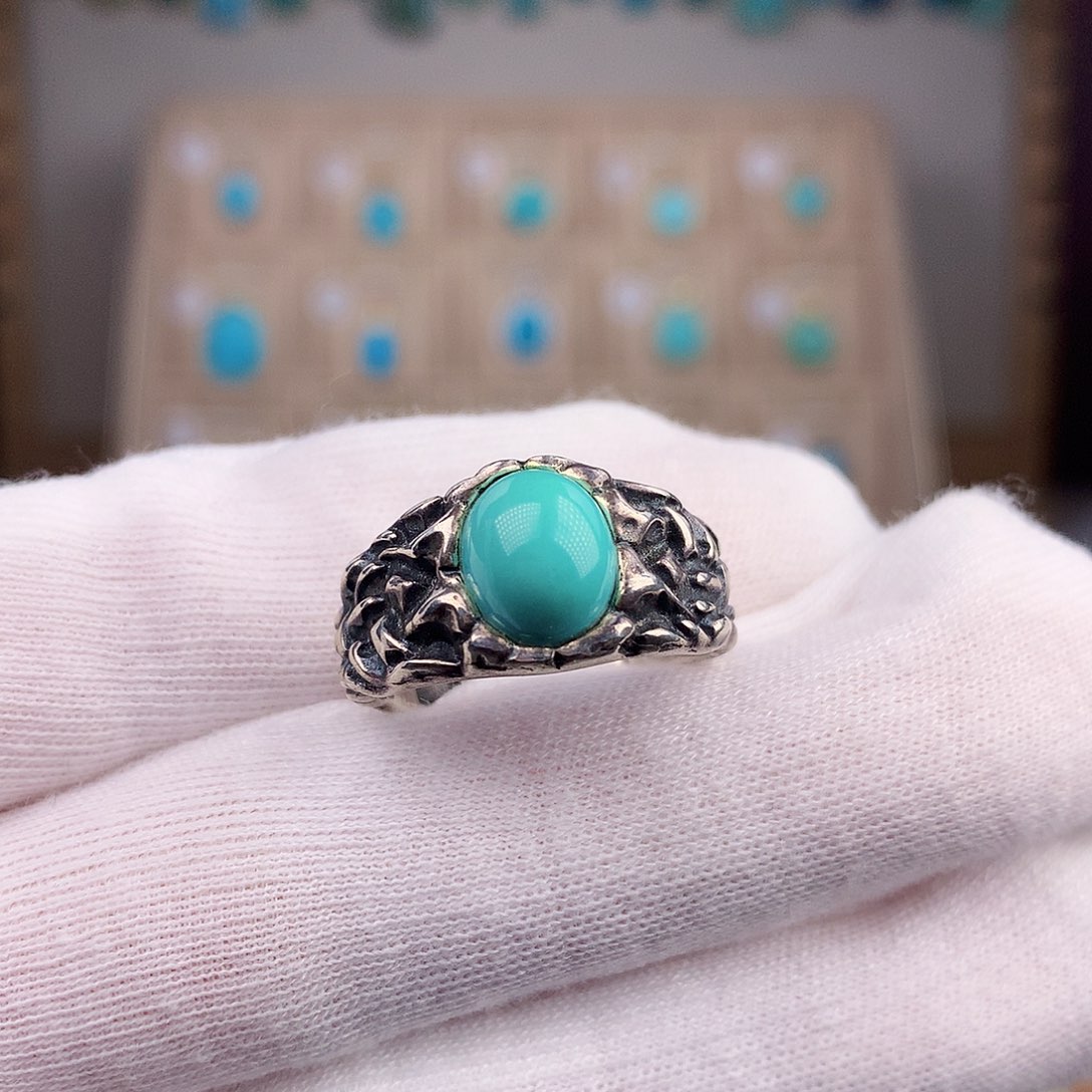 绿松石戒指银S925镶嵌