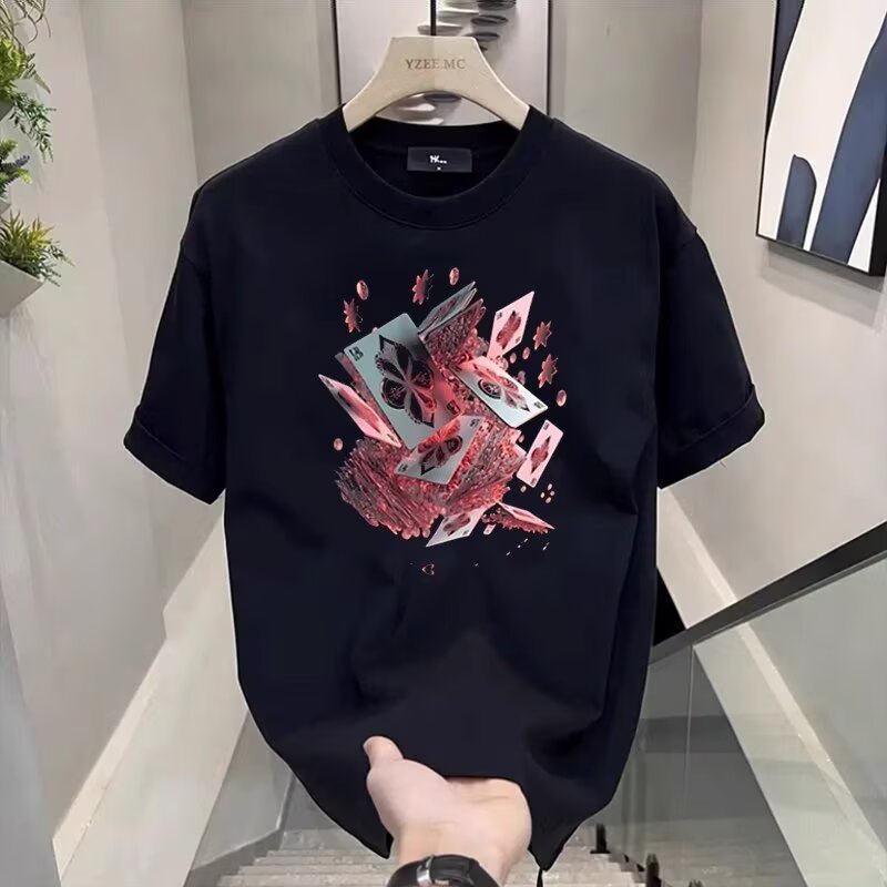 2025新款重磅潮牌棉印花男士短袖T恤夏季爆款潮流休闲圆领体恤