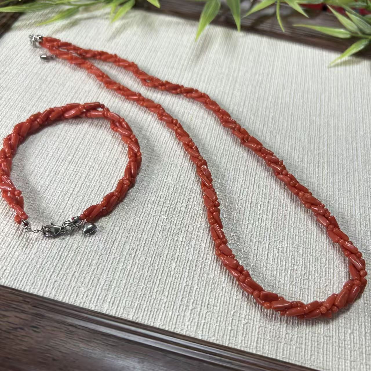  天然珊瑚麻花款套装 多样性发其一