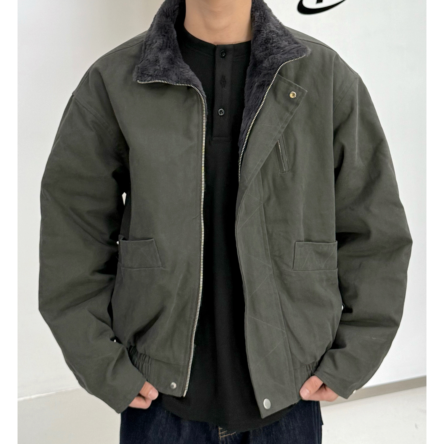 痞帅座山雕bomber立领飞行夹克棉服男女加绒个性工装外套