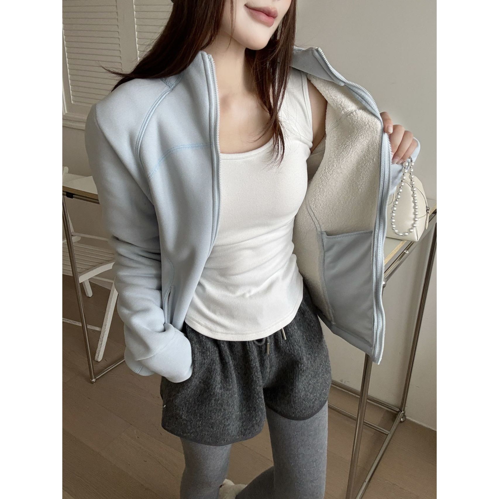 【LU系羊驼绒修身外套】内含隐藏口袋！冬季保暖修身外套461