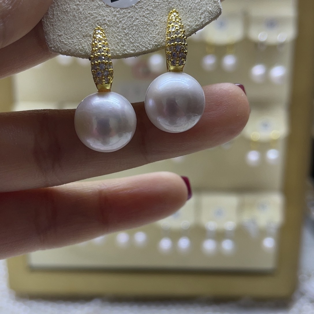 淡水珍珠耳饰银S925镶嵌