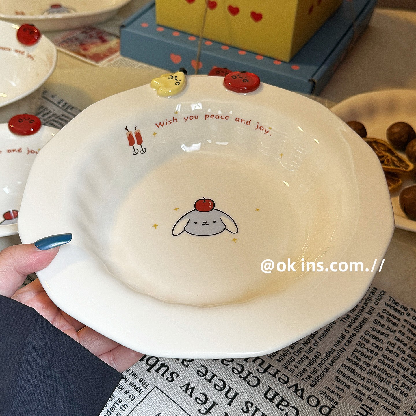 【仟里】8英寸陶瓷深盘菜盘家用2025新款高级感碟子釉下彩餐餐具