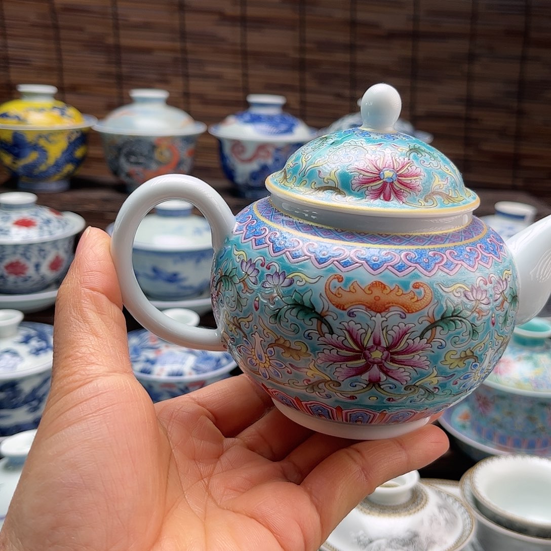 陶摆件景德镇陶瓷宫灯壶