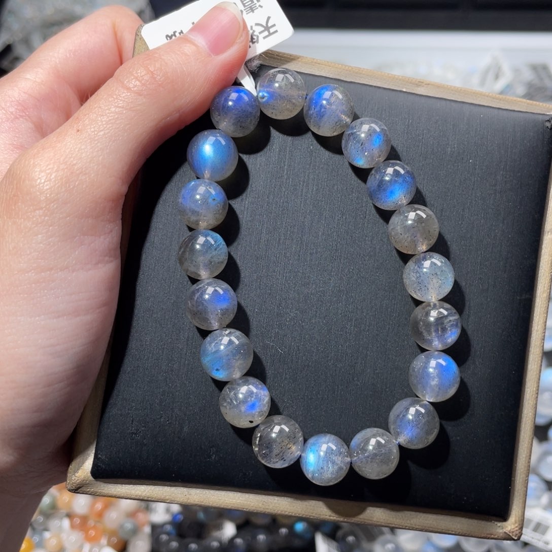 长石未镶嵌手链马岛黑体蓝光黑月光10m+